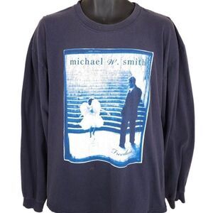 Vintage Michael W Smith T Shirt Mens Size XL Blue 90s Freedom Christian Music